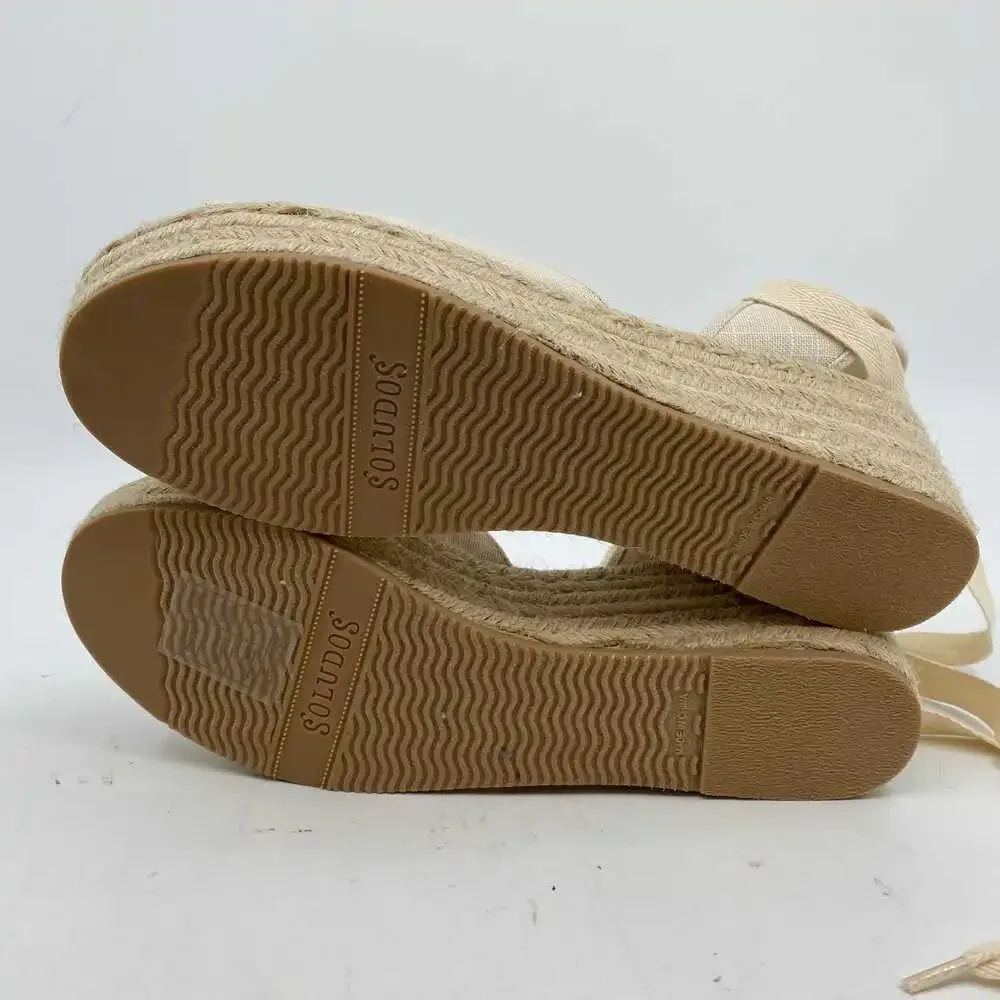 Soludos Cream Peep Toe Platform Espadrilles | Size 10
